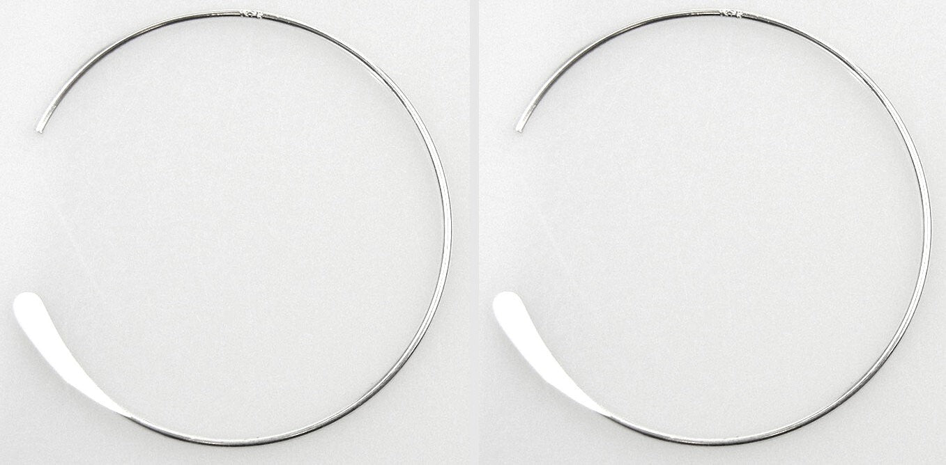.925 Sterling Silver 26mm Endless Hoop Ear Wires with Hammered End, 1 Pair