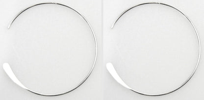 .925 Sterling Silver 26mm Endless Hoop Ear Wires with Hammered End, 1 Pair