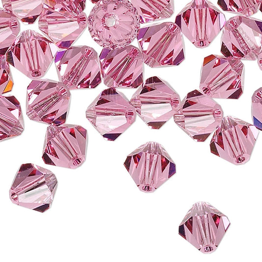 Swarovski Rose Crystal Xilion Bicone Beads (5328), 6mm, 24 pcs