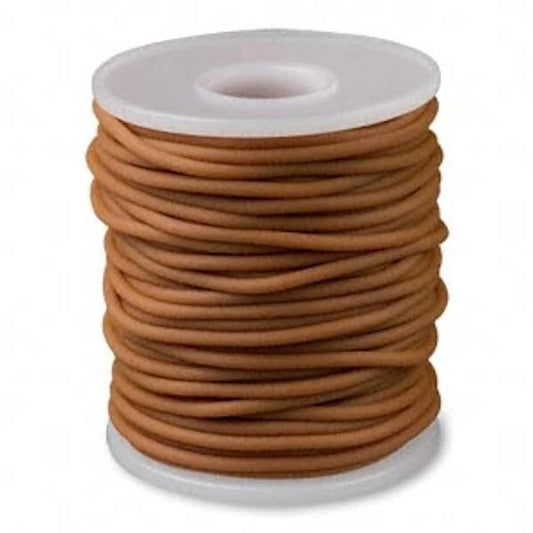 Beige Solid Synthetic Rubber Beading Cord, 2.5mm, 25 Meters - 1 Spool