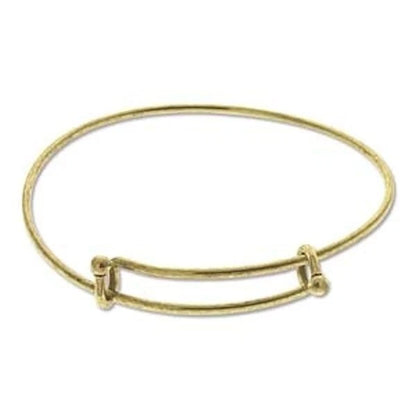 Antiqued Gold Plated Adjustable Bangle Bracelet, 2mm Wire, 7.5-8 inch