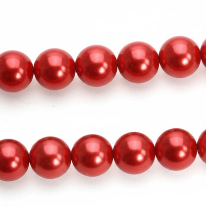 Red 10mm Round Glass Pearl Beads, 1 Strand (approximately 39 pcs)