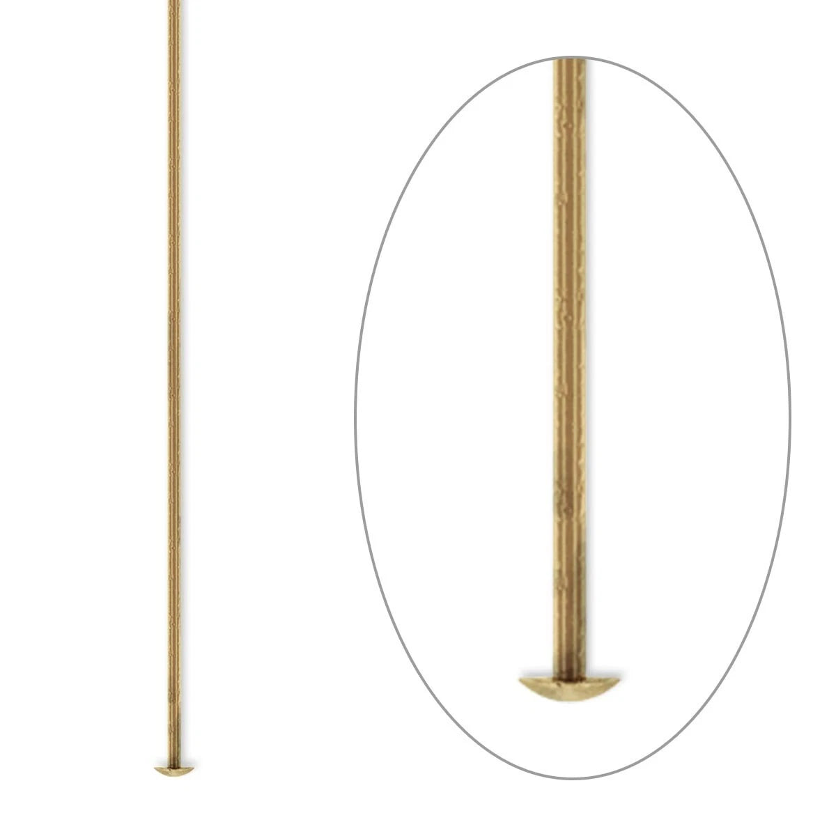 Antiqued Gold-Plated Brass Head Pins, 2 inch, 21 Gauge, 100 pcs