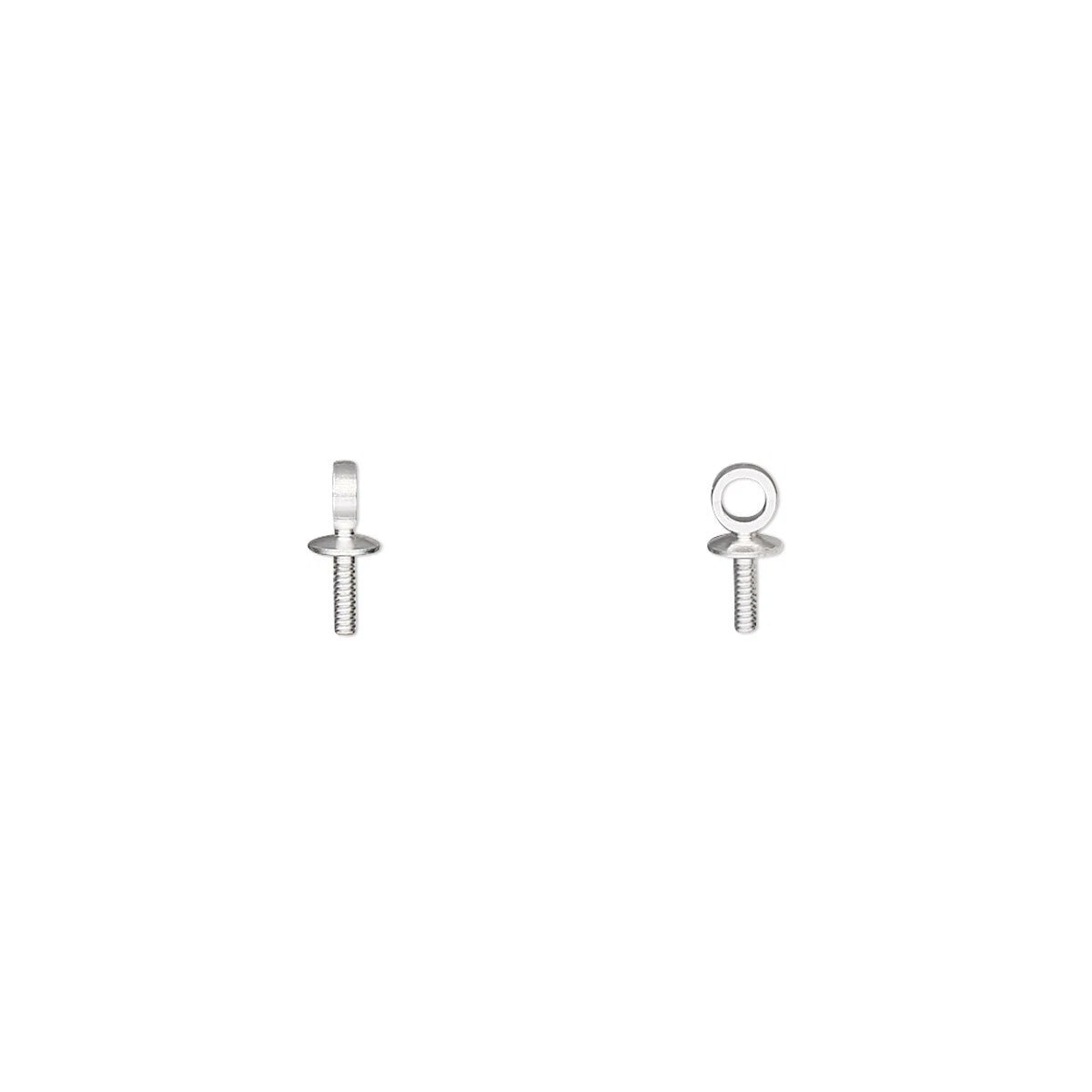 Silver Plated Brass Up Eye Cup Pegs for Half-Drilled Beads, 7x3mm