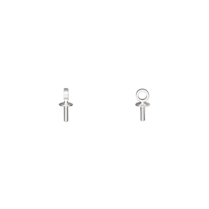 Silver Plated Brass Up Eye Cup Pegs for Half-Drilled Beads, 7x3mm