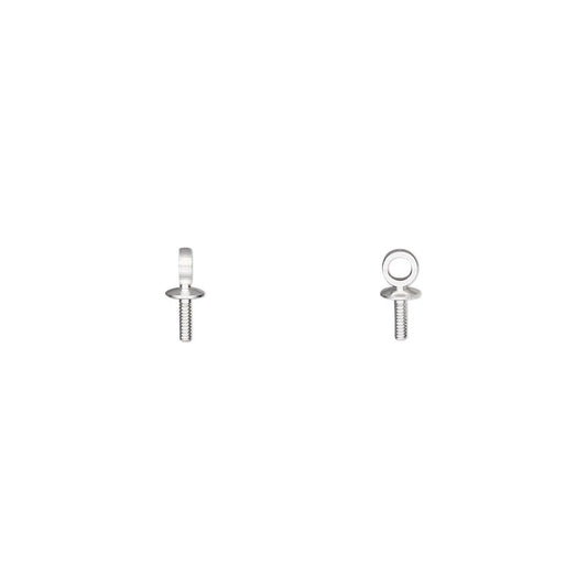 Silver Plated Brass Up Eye Cup Pegs for Half-Drilled Beads, 7x3mm