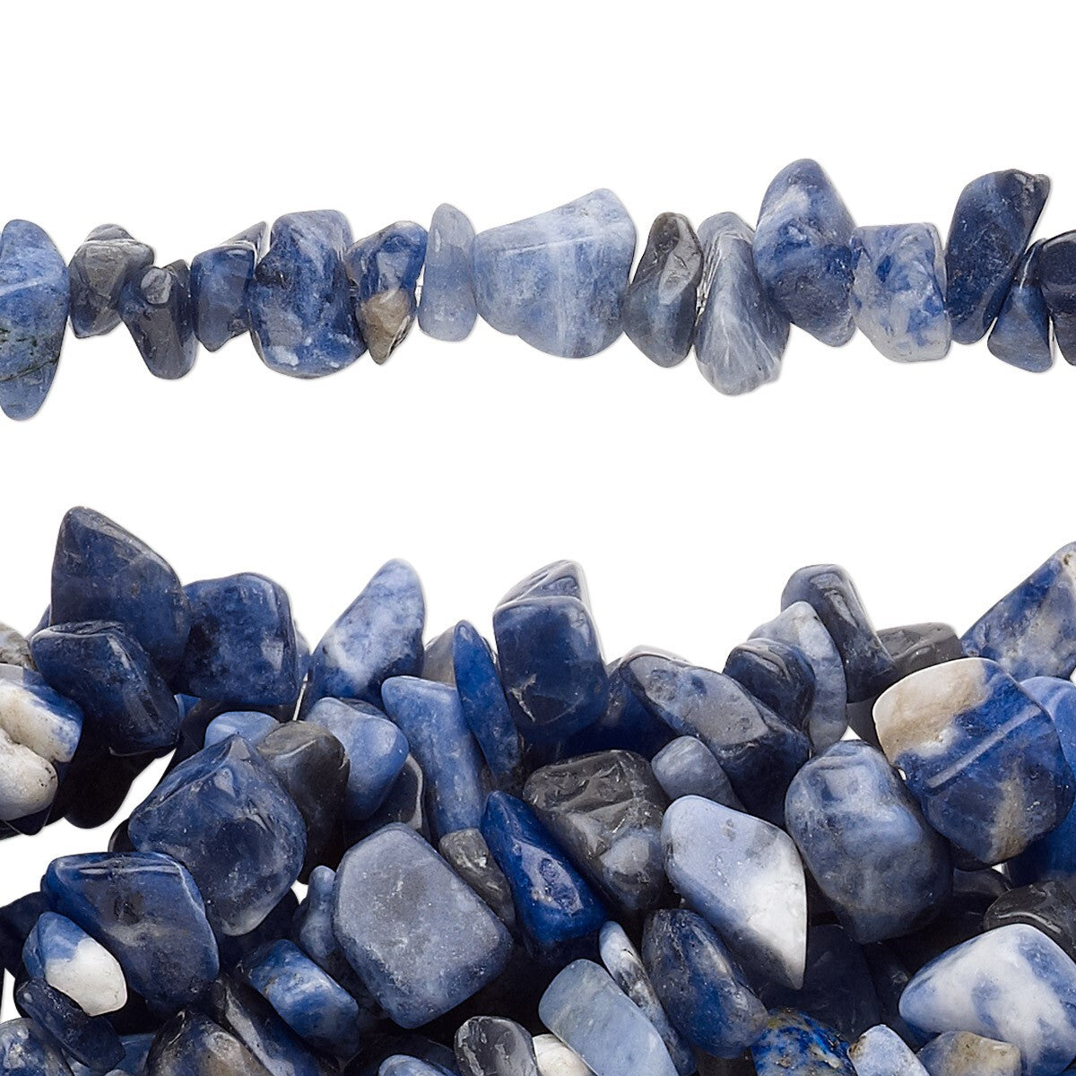 Beads, Sodalite (Natural) B/C Grade 2-12mm Chip, 1 Strand (34 inch)