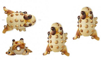 Lampwork Glass 23x16x11mm Brown Toad Frog Beads, 4 Beads