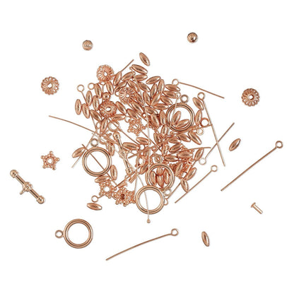 Shiny Copper Bead & Finding Mix, Assorted 2-50mm, 50 Grams (approx. 90-135 pcs)