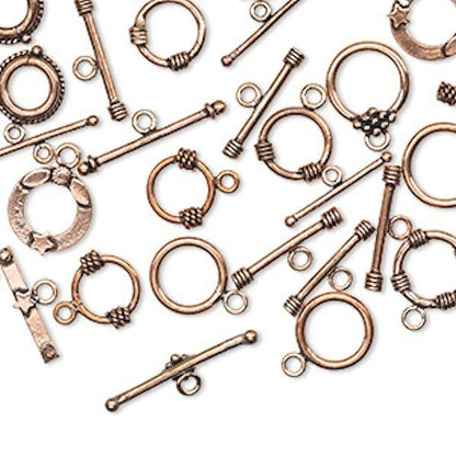 Clasp Toggle Mix  Antiqued Copper Mixed Designs & Sizes (50 Grams)