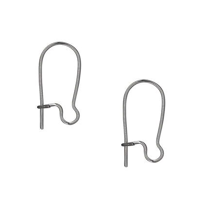 Gunmetal Plated Brass Kidney Ear Wires, 18mm, 21 Gauge, 100 pcs