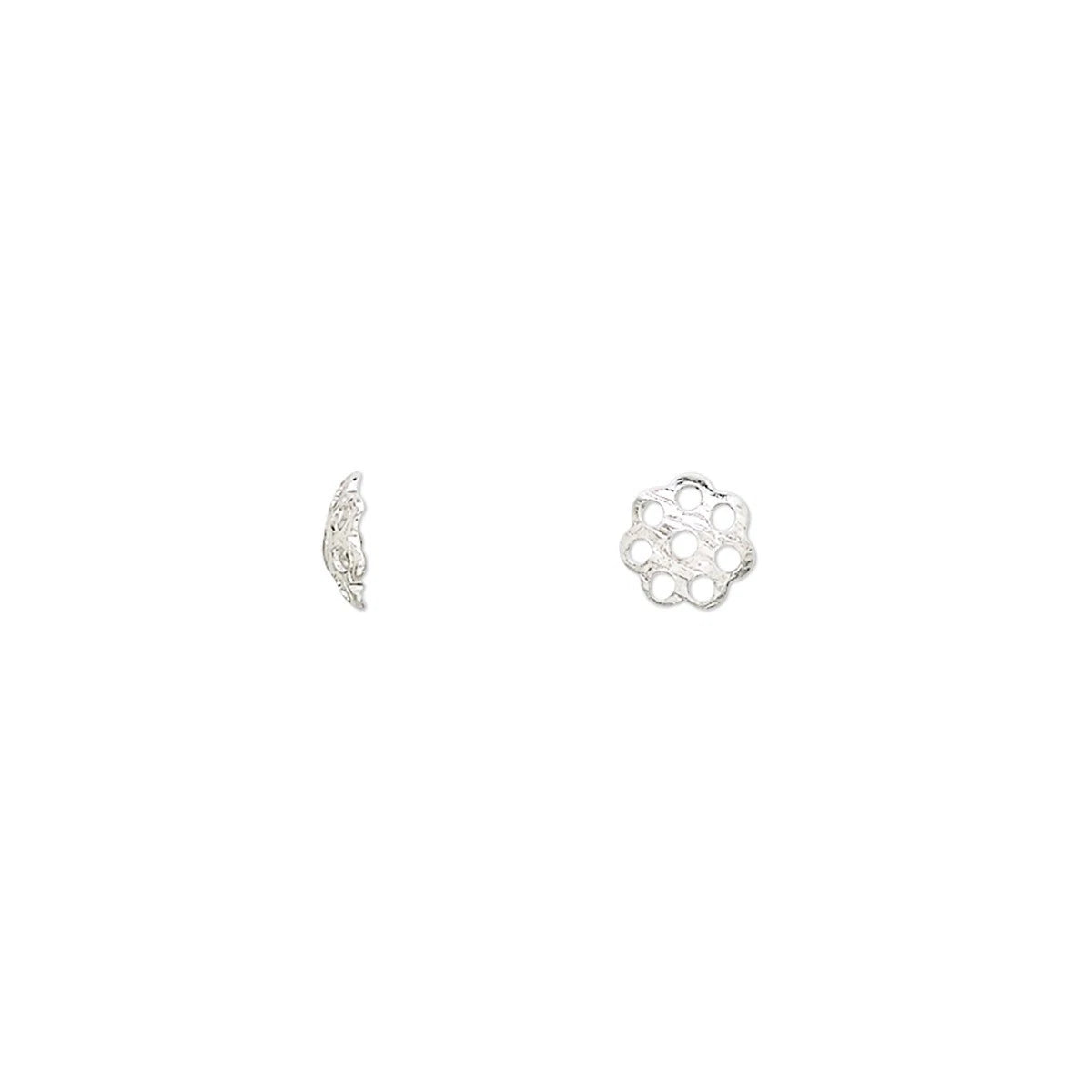 Filigree Scalloped Bead Caps, Silver Plated Brass, 6x1mm, 500 pcs