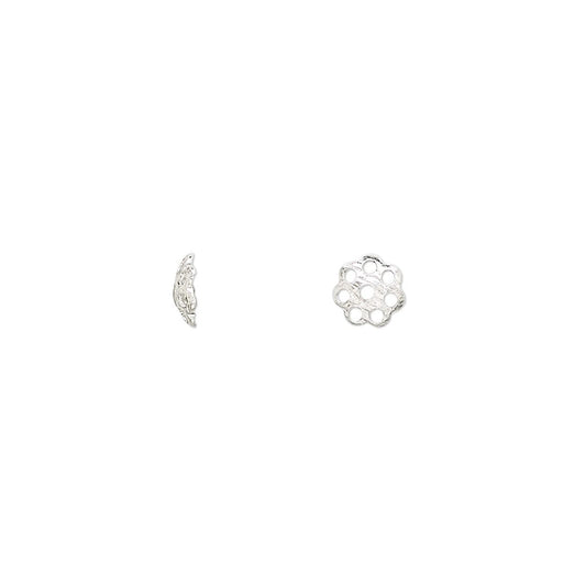 Filigree Scalloped Bead Caps, Silver Plated Brass, 6x1mm, 500 pcs