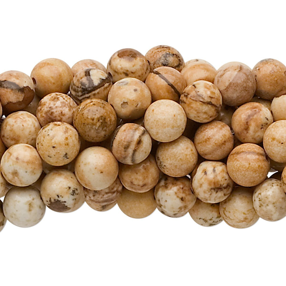 Natural Picture Jasper 6mm Round Beads with 0.5-1.5mm Hole, 1 Strand (approx. 67)