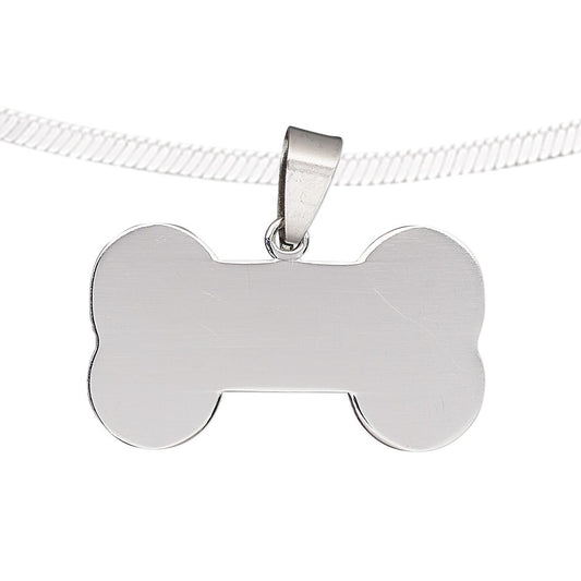Stainless Steel Dog Bone Blank Pendant with Bail, 32x19mm
