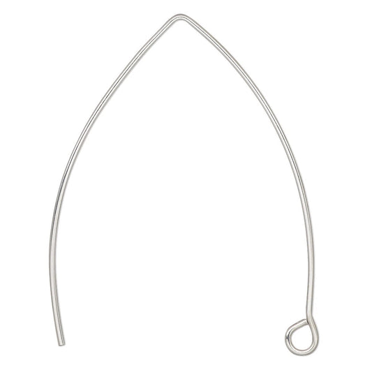Stainless Steel Marquise Ear Wires, 19 Gauge, 40mm (approx. 1-9/16 inch), 10 Pairs