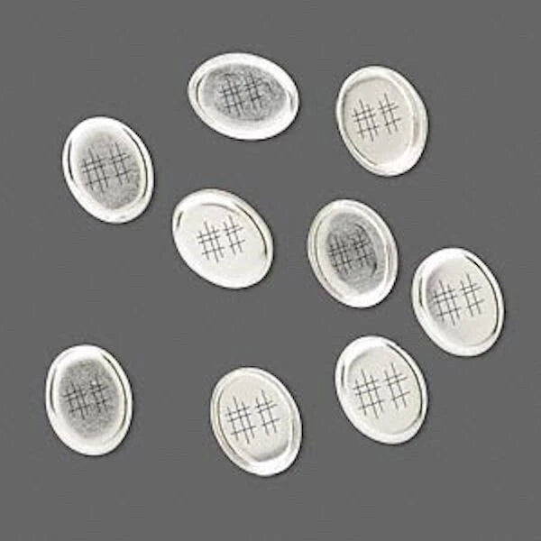 Sterling Silver Oval Bezel Cup Setting, 8x6mm, 10 pcs