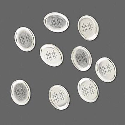 Sterling Silver Oval Bezel Cup Setting, 8x6mm, 10 pcs
