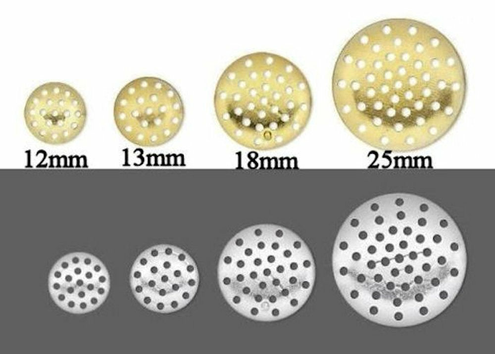 Aluminum Perforated Beading Discs, Gold or Silver Plated, 4 Sizes