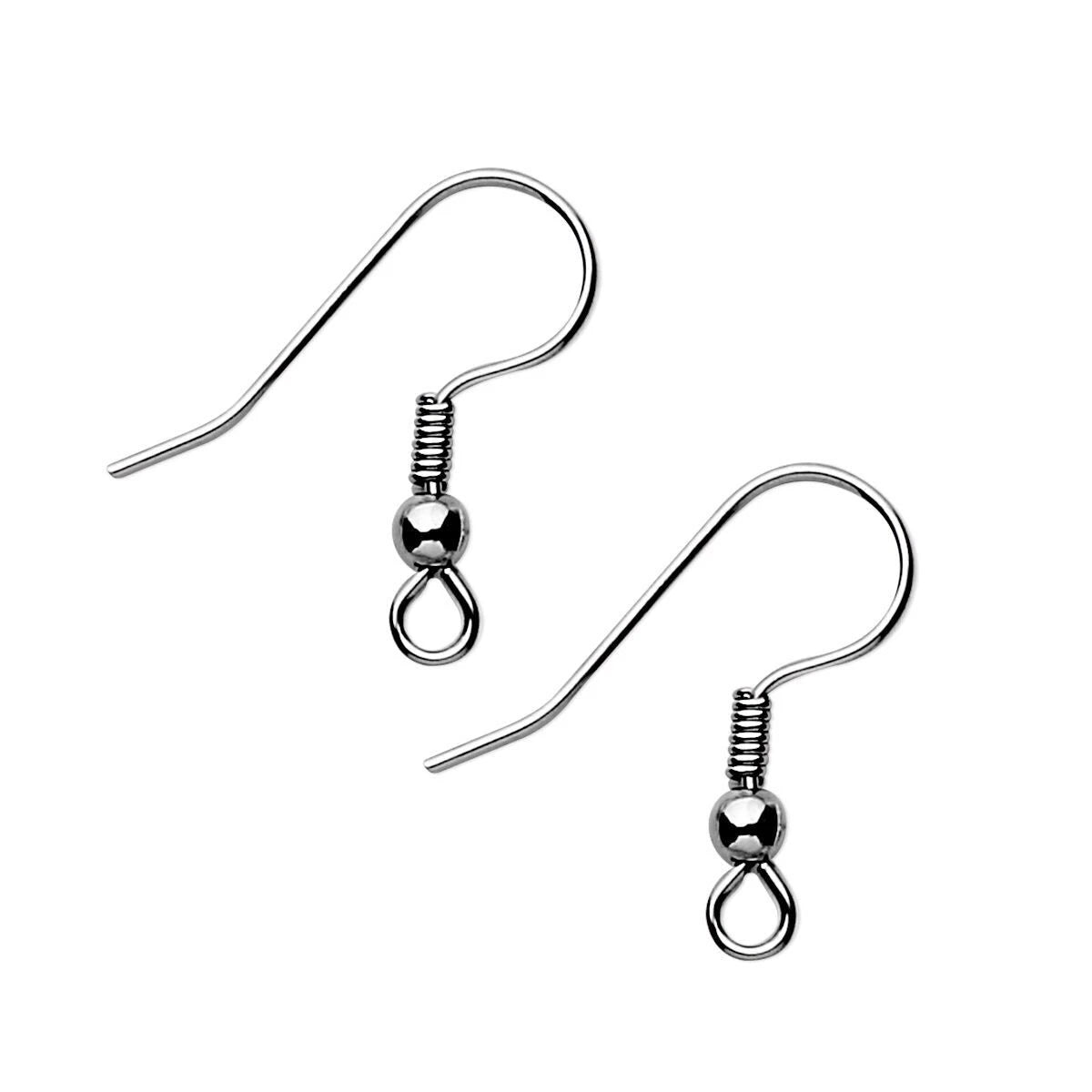 Stainless Steel Fishhook Ear Wires, 17mm, 21 Gauge, Ball & Coil, Open Loop