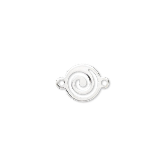 Silver-Plated Brass 14x10mm Swirl Link Connectors, 100 pcs
