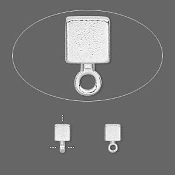 Silver Plated Brass Cube Memory Wire End Beads with Loop, 4x4mm, 12 pcs