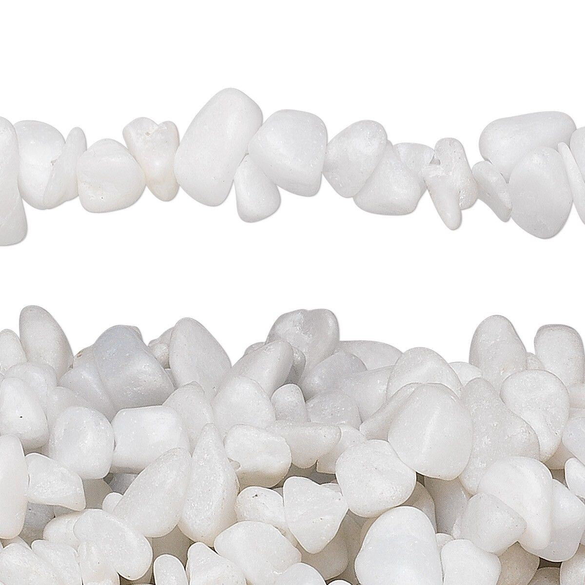 Beads, White Marble (Natural) B/C Grade 2-12mm Medium Chip, 1 Strand (34 inch)