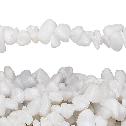 Beads, White Marble (Natural) B/C Grade 2-12mm Medium Chip, 1 Strand (34 inch)