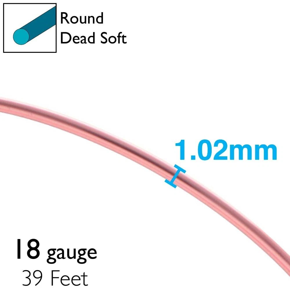 BeadSmith Rose Gold Aluminum Dead Soft Wire, 18 Gauge, 39 Feet