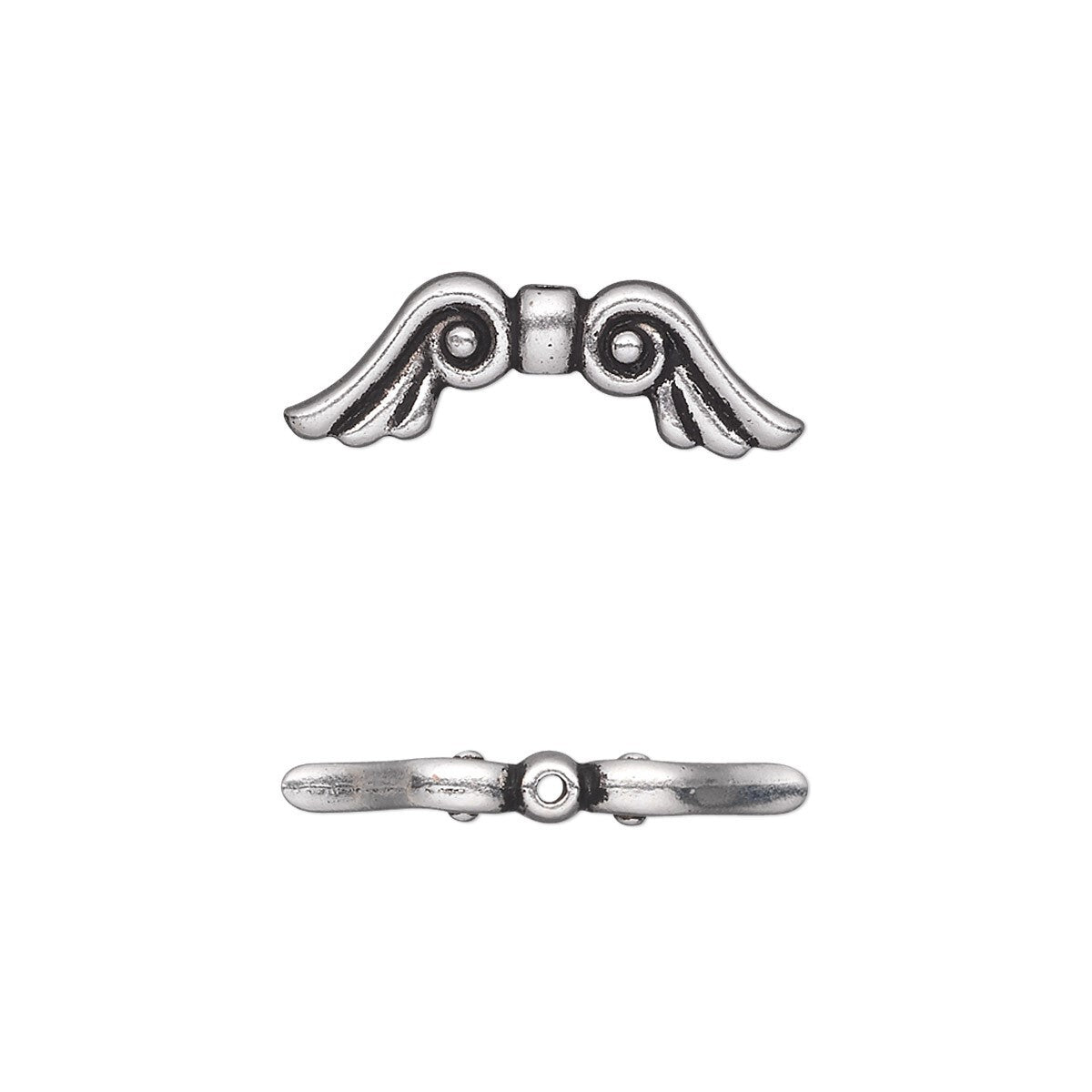TierraCast Antiqued Silver Angel Wing Beads, 21x7x3mm, 2 pcs