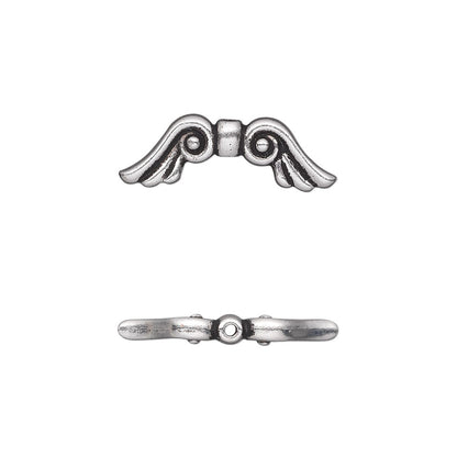 TierraCast Antiqued Silver Angel Wing Beads, 21x7x3mm, 2 pcs