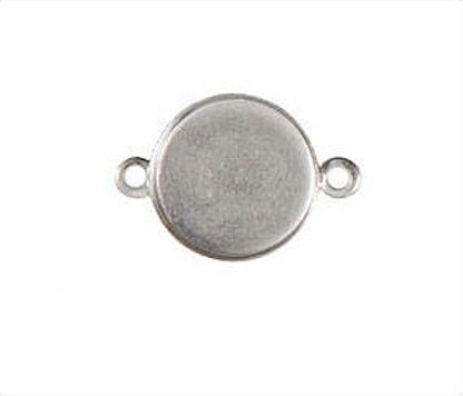 Nunn Design Silver Plated Brass Round Patera Bezel Mount Links, 13mm, 6 pcs