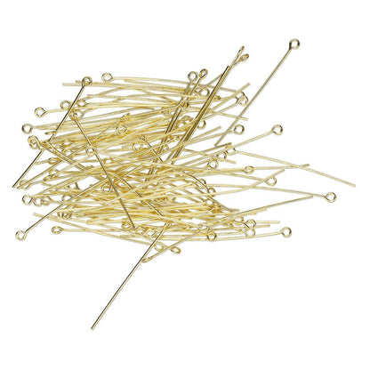 Eye Pins, Bright Gold Plated Brass, 1.5 inch, 21 Gauge, 144 pcs