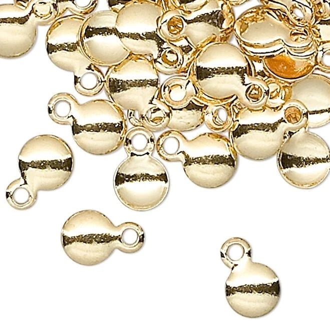 Gold Plated Brass Small Round Curved Charms, 6x4mm - Pack of 100