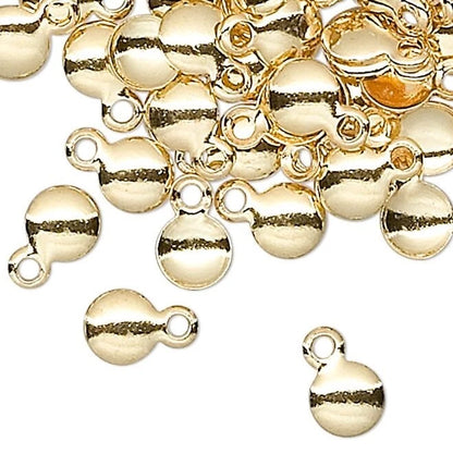 Gold Plated Brass Small Round Curved Charms, 6x4mm - Pack of 100