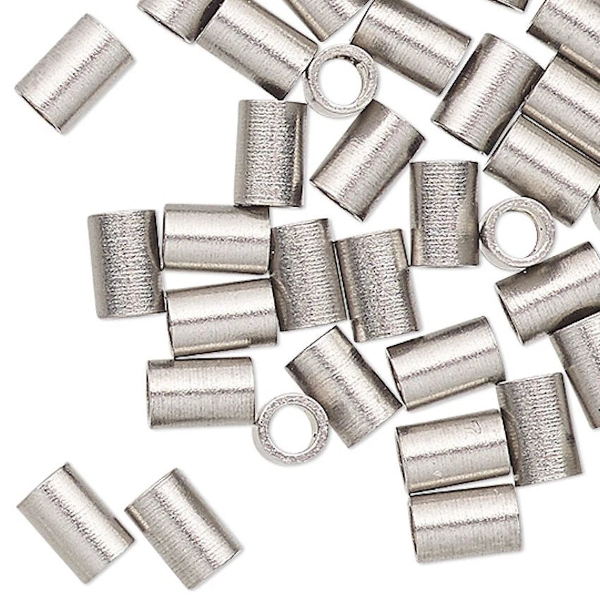 Stainless Steel Tube Crimp Beads, 3x2mm 1.3mm ID - Pack of 50