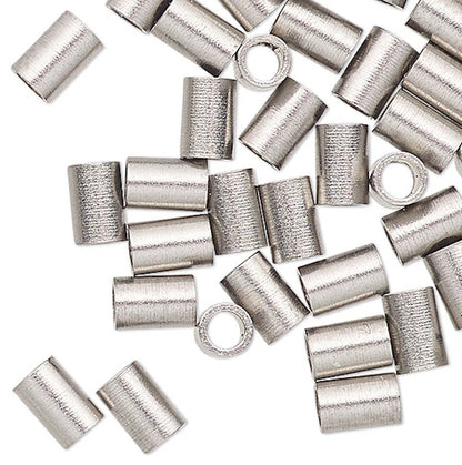 Stainless Steel Tube Crimp Beads, 3x2mm 1.3mm ID - Pack of 50