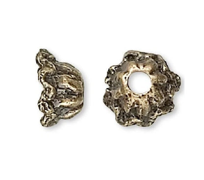 Antiqued Brass Pewter Filigree Flower Bead Caps, 6x4mm, 100 pcs