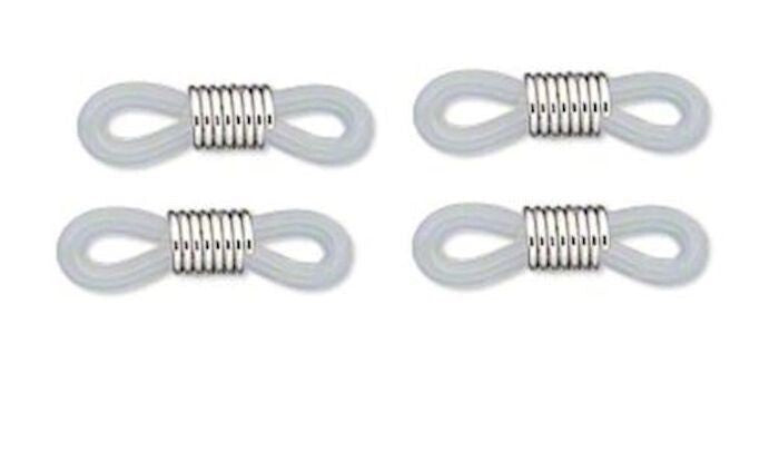 Eyeglass Holders, Clear Rubber with Adjustable Silver Coil, 20x5mm