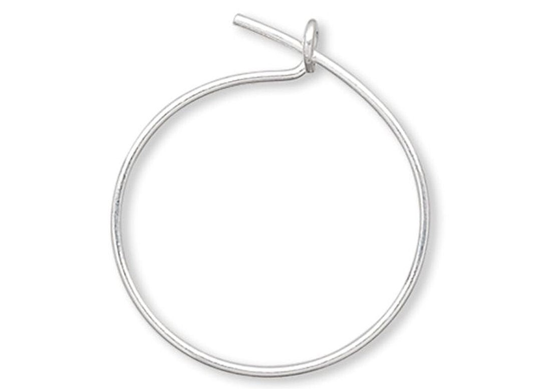Silver Plated Brass Beading Hoop Ear Wires 12mm, 23 Gauge