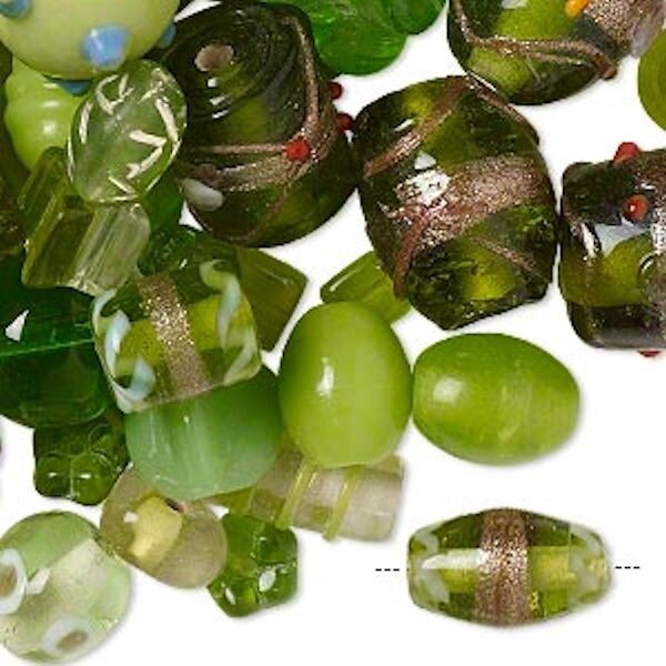 Lampworked Glass Bead Mix, Mixed Shapes, 7x4mm–14x11mm, Approx. 60–100 Beads