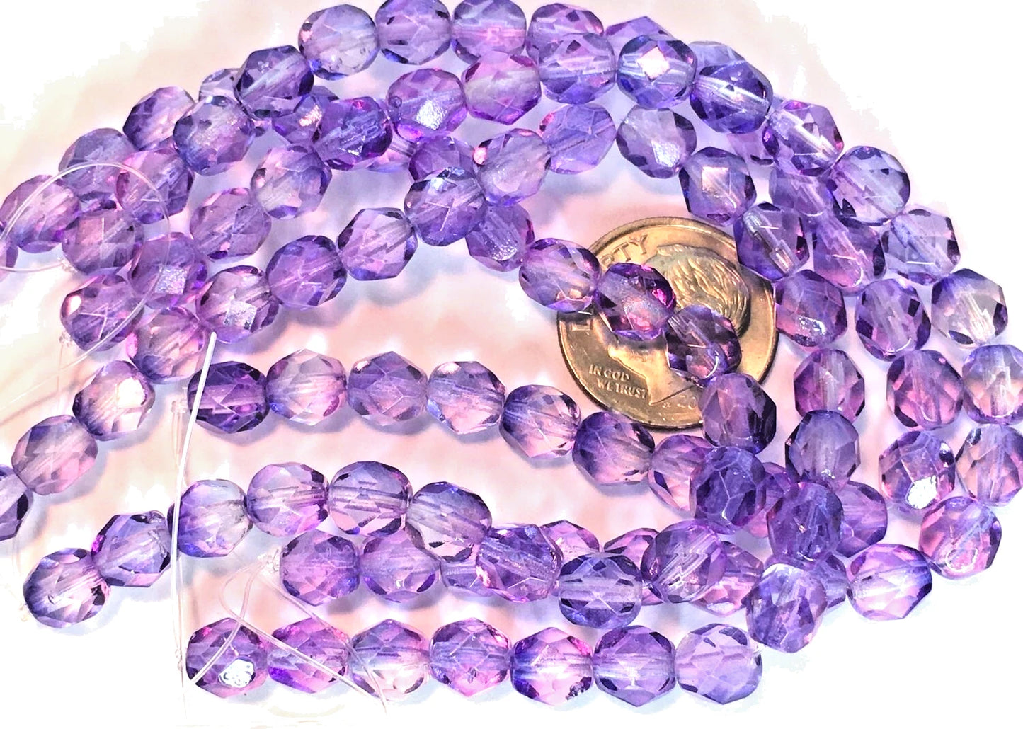 Czech Transparent Blue Violet Fire Polished Round Beads, 6mm (50)