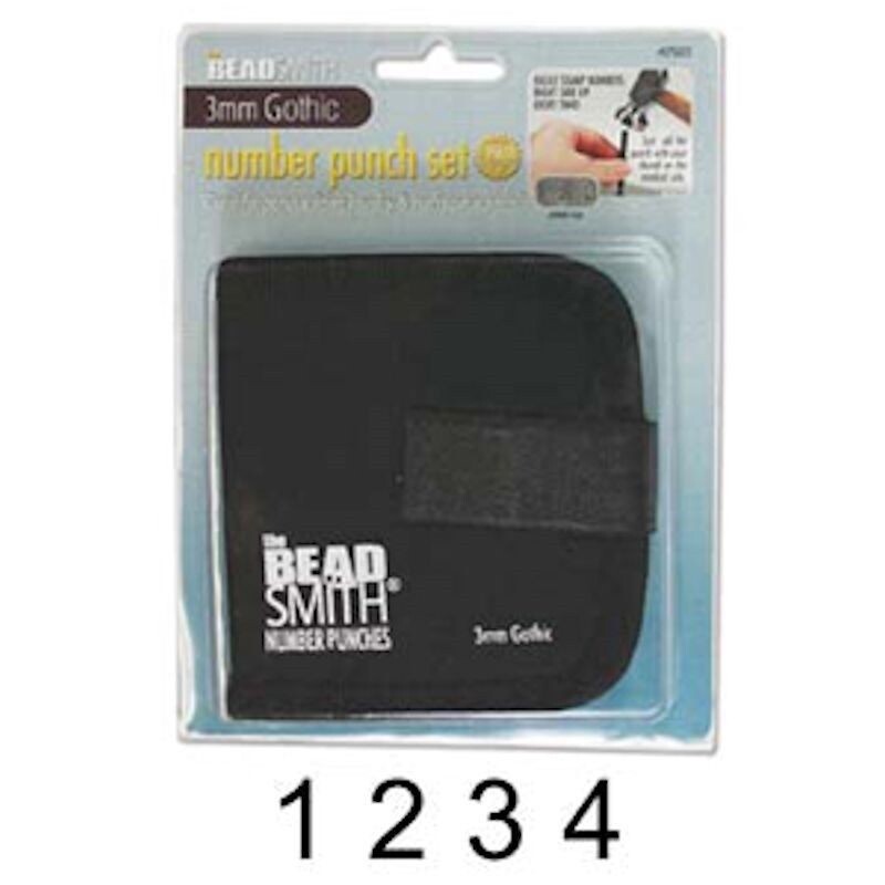 BeadSmith Gothic Numbers Metal Stamp Set 3mm - 9 pcs with Case