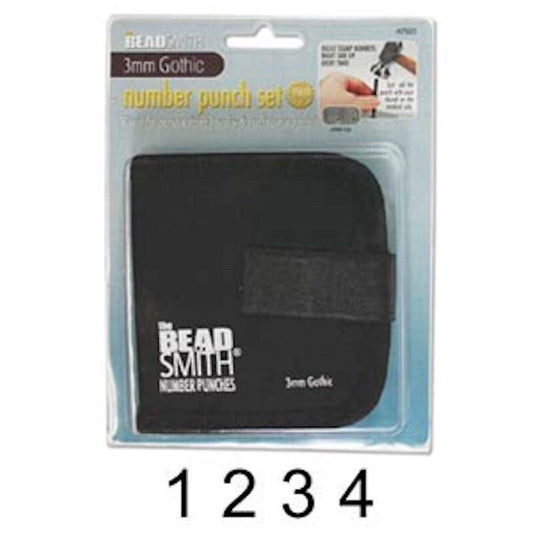 BeadSmith Gothic Numbers Metal Stamp Set 3mm - 9 pcs with Case