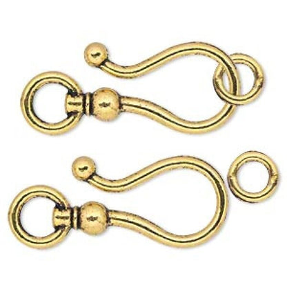 Antiqued Brass Large Shepherd's Hook & Eye Clasp Sets 26x16mm, 2 sets