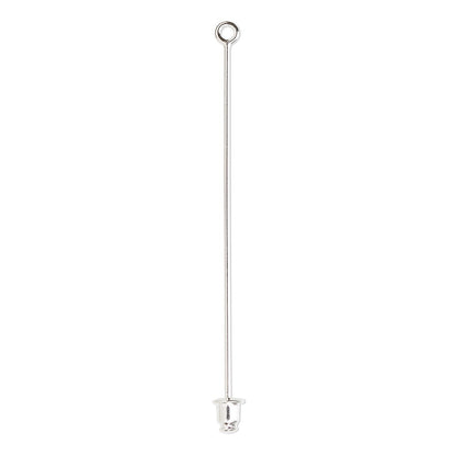A long, slender silver metal tool with a circular loop at the top and a small cup-like end at the bottom, shown vertically on a plain white background.
