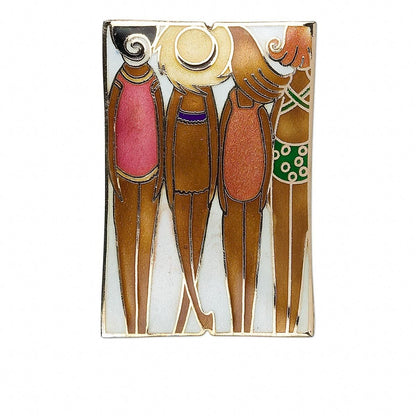 Cloisonné Beach Girls Focal Bead 59x40mm, 1 pc