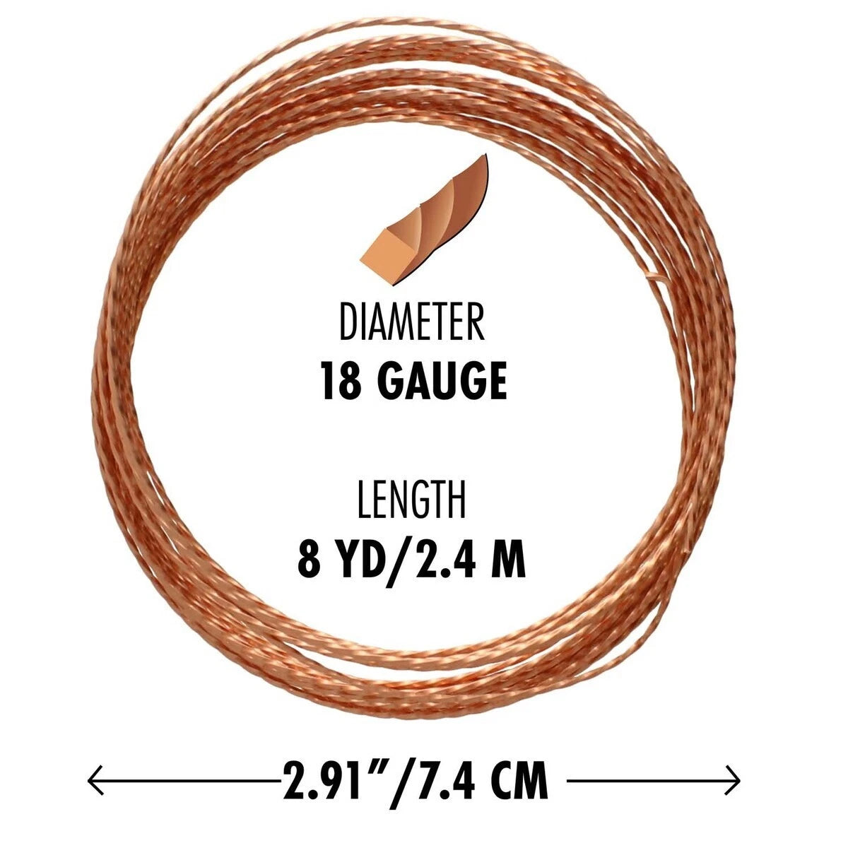 Beadsmith Natural Copper Twisted Square Wrapping Wire, 21 Gauge (1.02mm), 15 ft