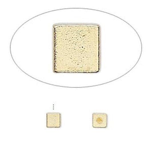 Gold Plated Brass Cube Memory Wire End Beads, 4x4mm, 12 pcs
