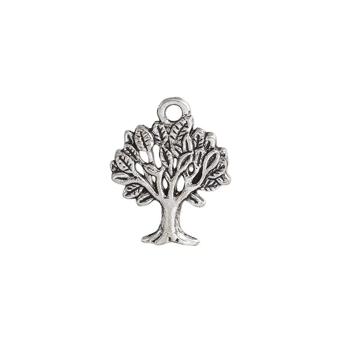 Antiqued Silver Pewter Cast Tree Charm Drop, 18.5x16.5mm - 20 pcs